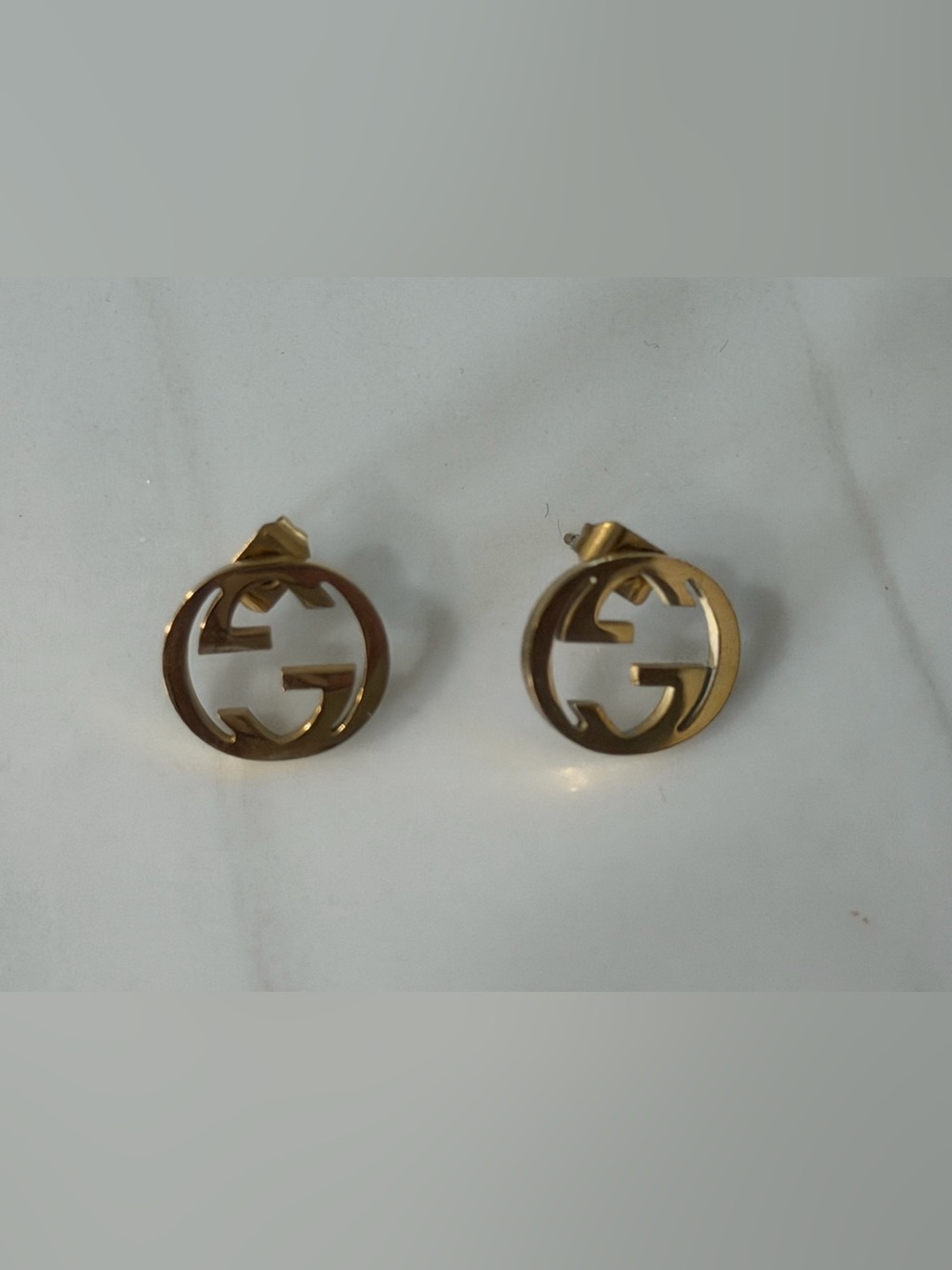 Classic Gold Logo Circle Stud Earrings